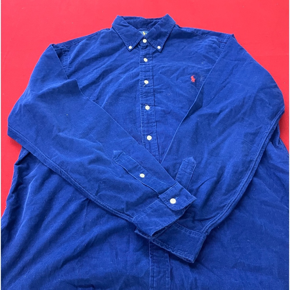 Ralph Lauren blue corduroy button down shirt